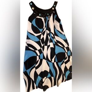 Stylish Black and Blue Patterned Dress